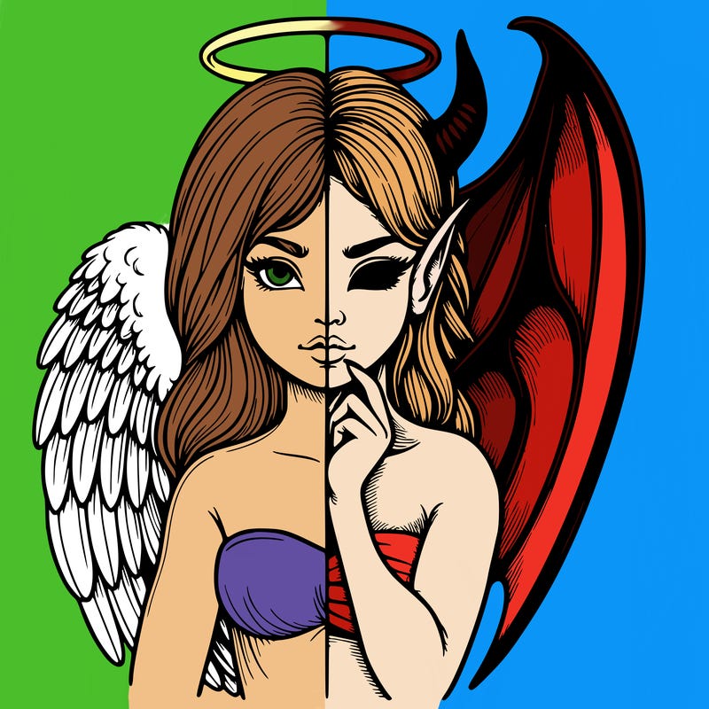 realistic angel half demon