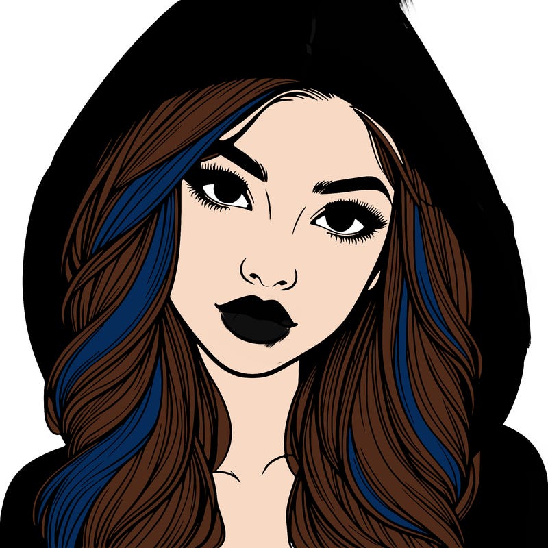 realistic beautiful girl with a hood on