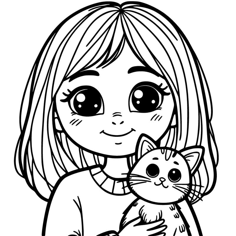 girl with a cat