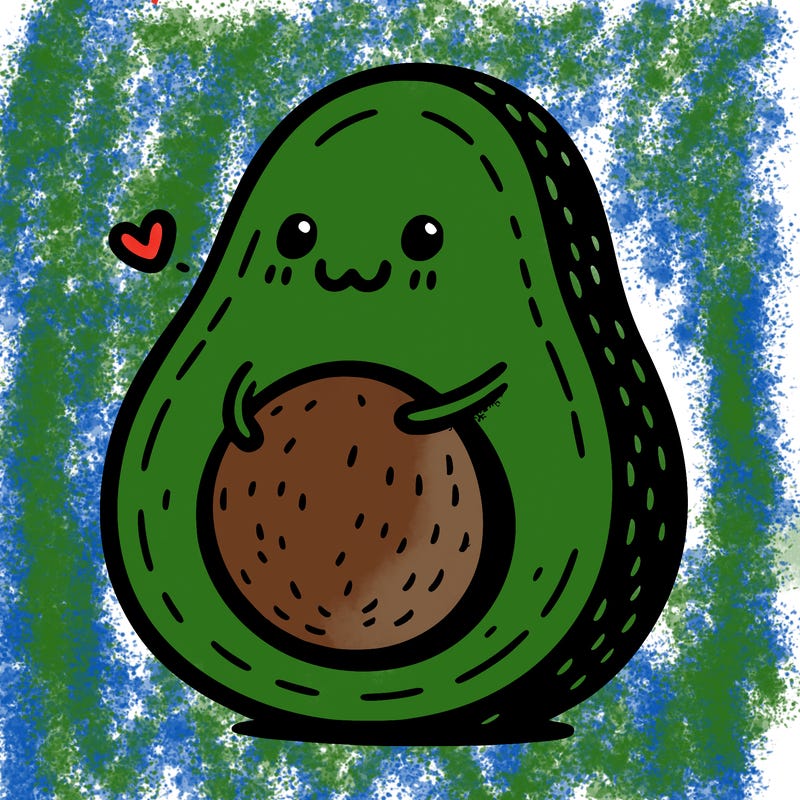an avocado hugging an avocado