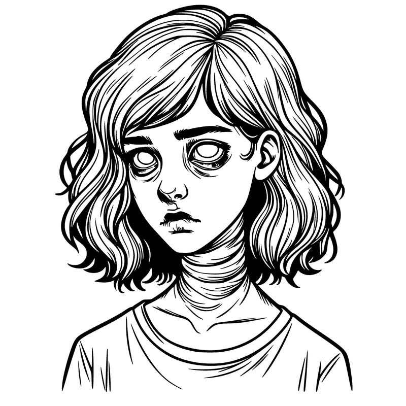 realistic teenage girl with twisted face