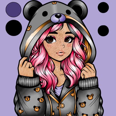 realistic girl in a animal pjs hoodie
