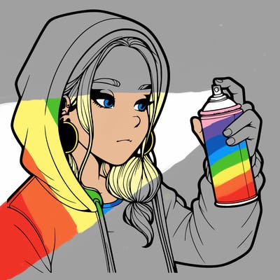 a realistic girl, spray painting