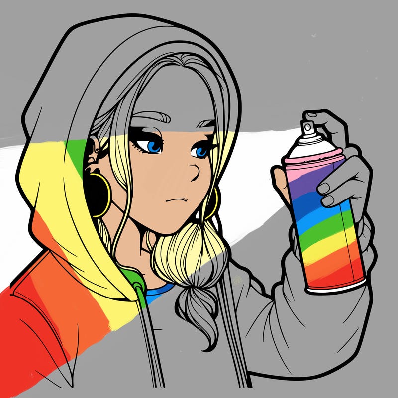 a realistic girl, spray painting