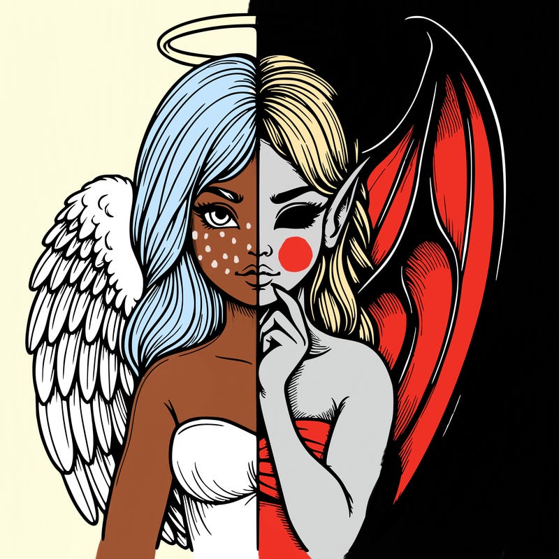 realistic angel half demon