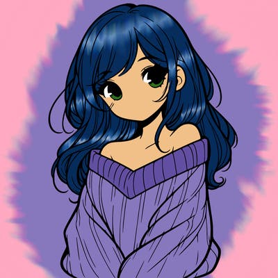 shy pretty girl wearing a sweater that is falling off one shoulder portrait