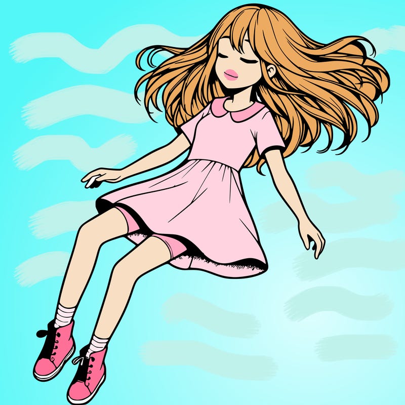 realistic girl floating