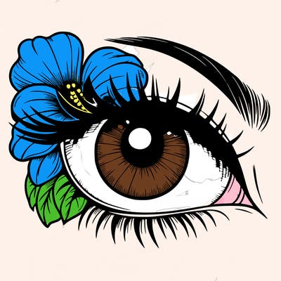 realistic eye with flower