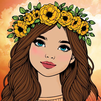 realistic girl with flower crown