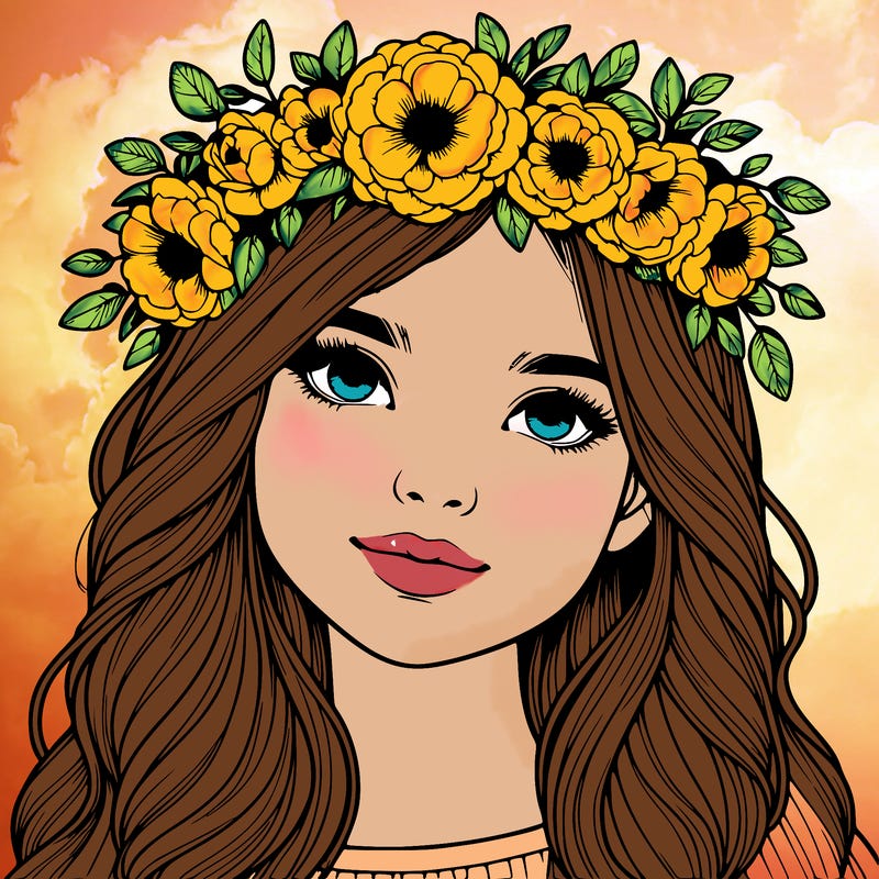 realistic girl with flower crown