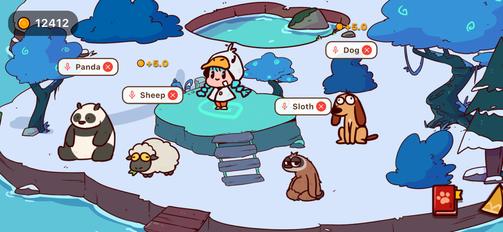 My Voice Zoo - World - パンダ、羊、ナマケモノ、犬など、ボイスレコーディングボタンを備えた漫画風の活気あふれる動物園。