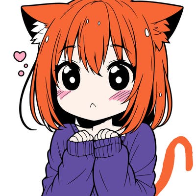 shy anime catgirl