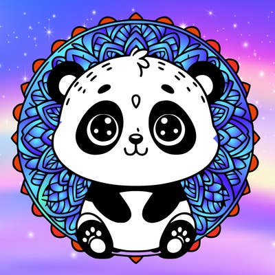 cute baby panda animal mandala