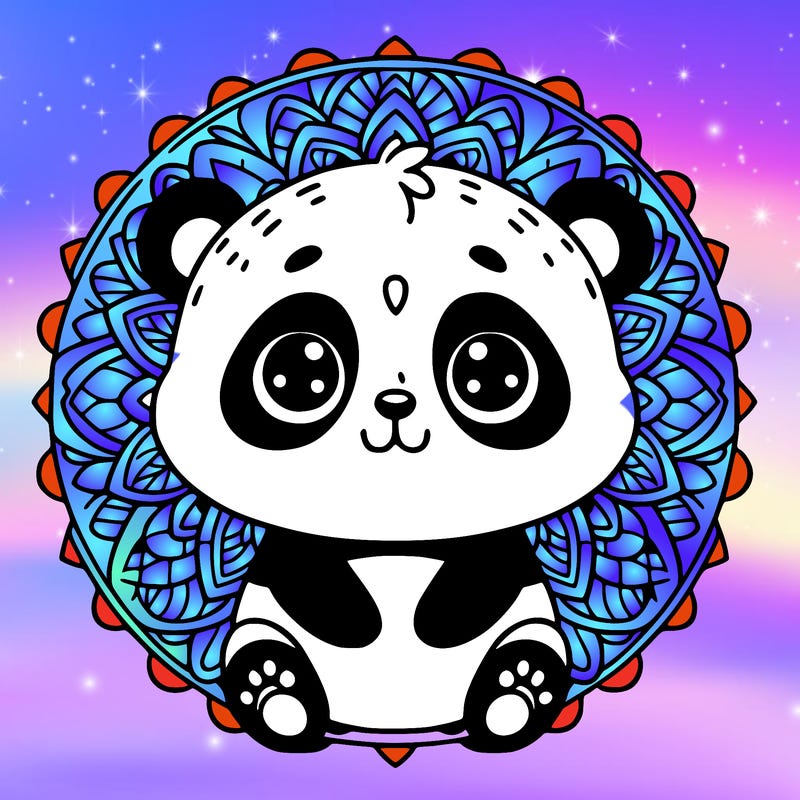 cute baby panda animal mandala