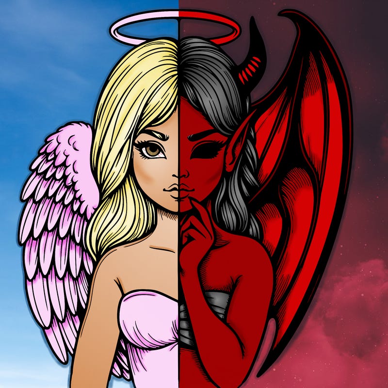 realistic angel half demon