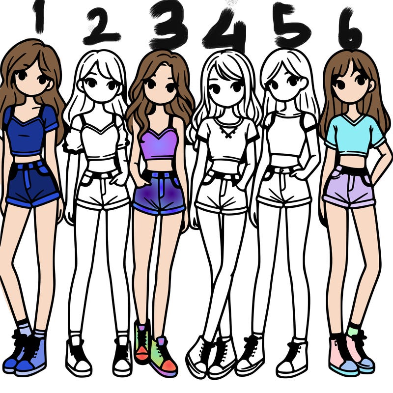 a group of girls wearing crop tops and shorts