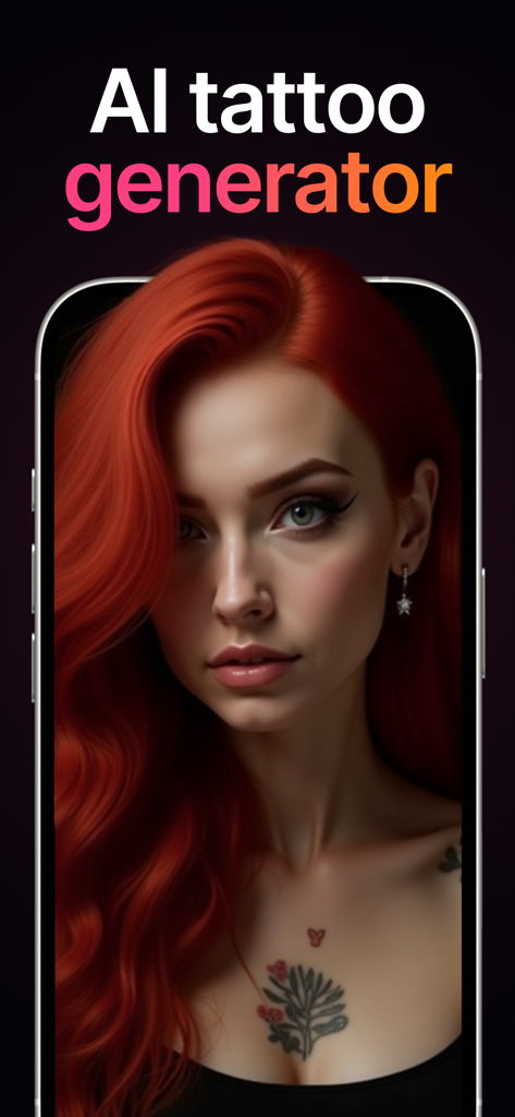 KI-Tattoo-Generator-App, die eine florale Designvorschau auf der Haut einer Frau zeigt