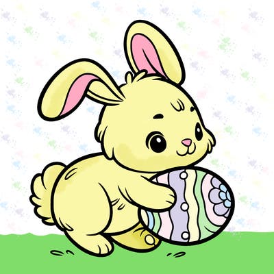 rabbit carrying an easter egg