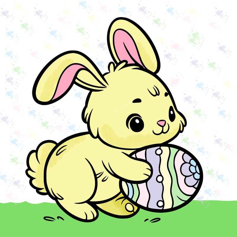 rabbit carrying an easter egg