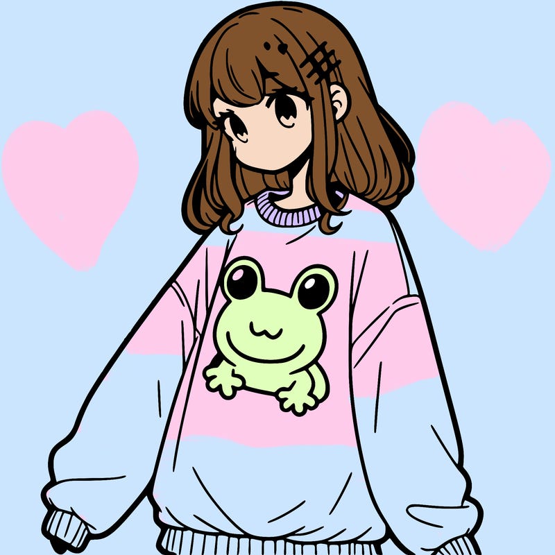 girl wearing frogging sweatshirt