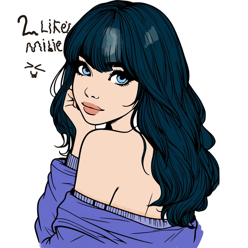 realistic girl with bangs looking over her shoulder