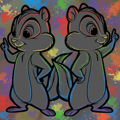 two tamias standing up split realistic