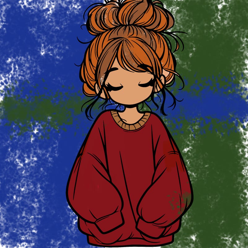 girl with baggy sweatshirt and messy bun