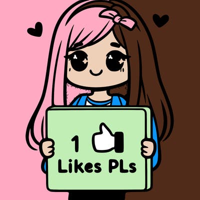 girl holding a sign saying 10 likes pls