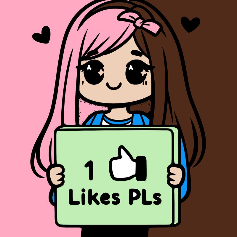 girl holding a sign saying 10 likes pls