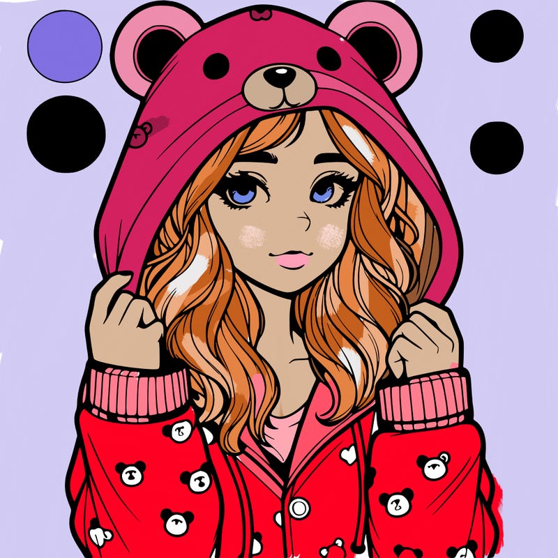 realistic girl in a animal pjs hoodie