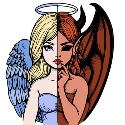 realistic angel half demon