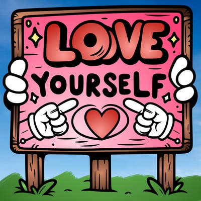 a sign where it is written: love yourself