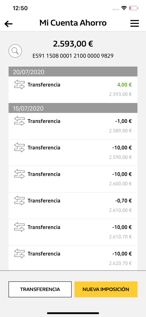 Renault Bank - Renault Bank mobile interface showing savings account balance and recent transactions