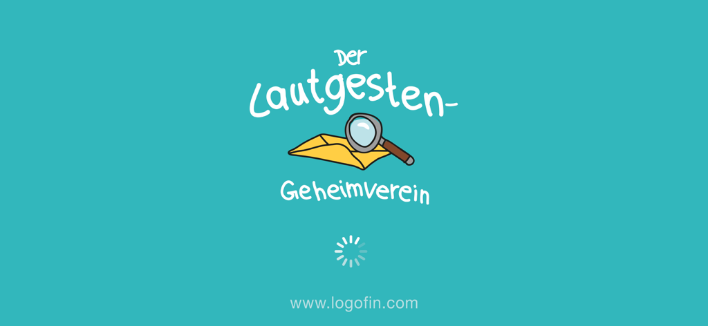 Artikulation - Pantalla de carga de la aplicación de logopedia Artikulation con una lupa y el título Der Lautgesten Geheimverein.