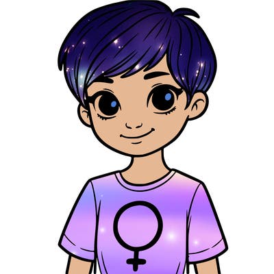 girl with pixie cut and feminist shirt