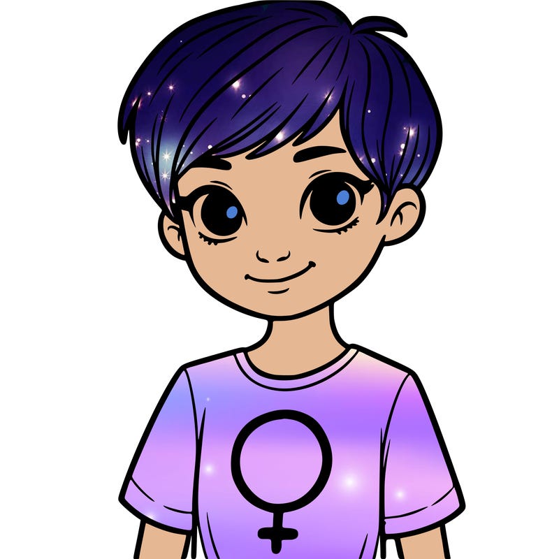 girl with pixie cut and feminist shirt