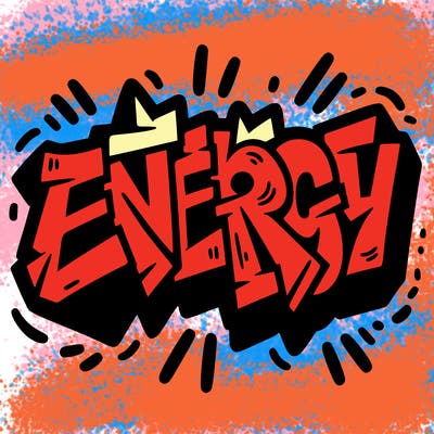 the word "energy" graffiti style