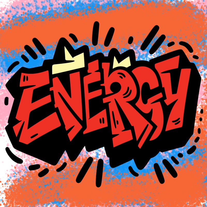 the word "energy" graffiti style