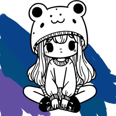 a girl wearing a frog hat and some frog socks