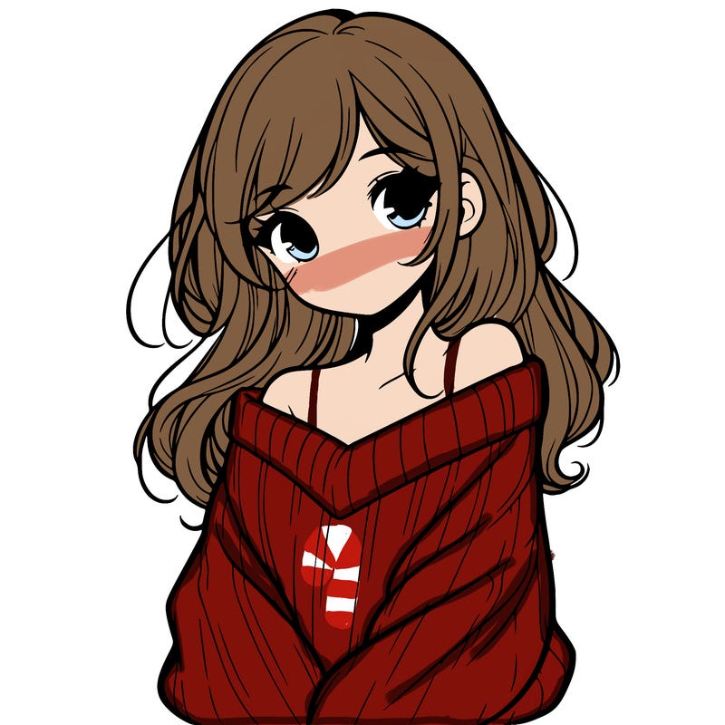 shy pretty girl wearing a sweater that is falling off one shoulder portrait