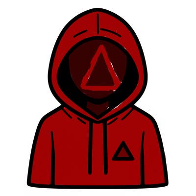 a person with non face waering a hoodie with a small triangle symbol