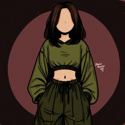 realistic girl faceless with baggy pants and a crop top
