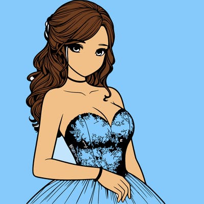 realistic girl in prom dress