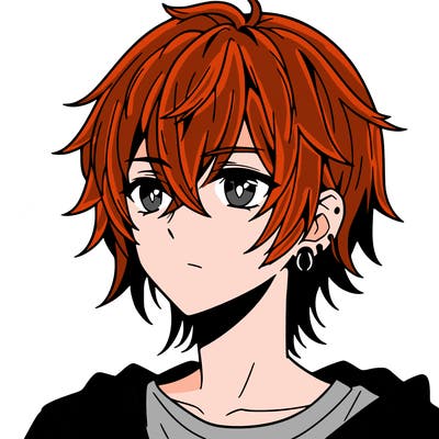 anime boy shoulder length hair and pierced ears
