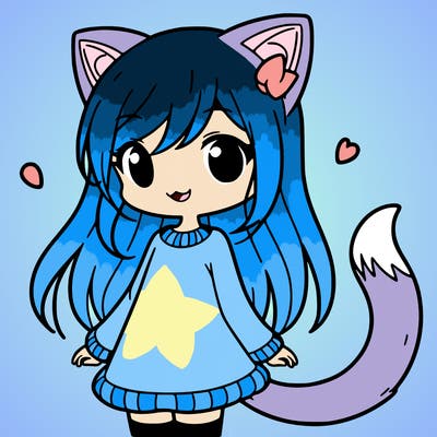 girl with cat ears and tail