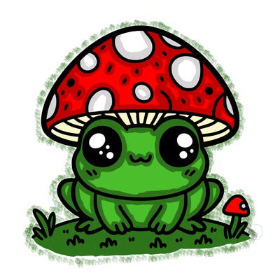 cute frog with mushroom hat