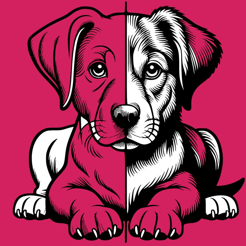 realistic dog split picture