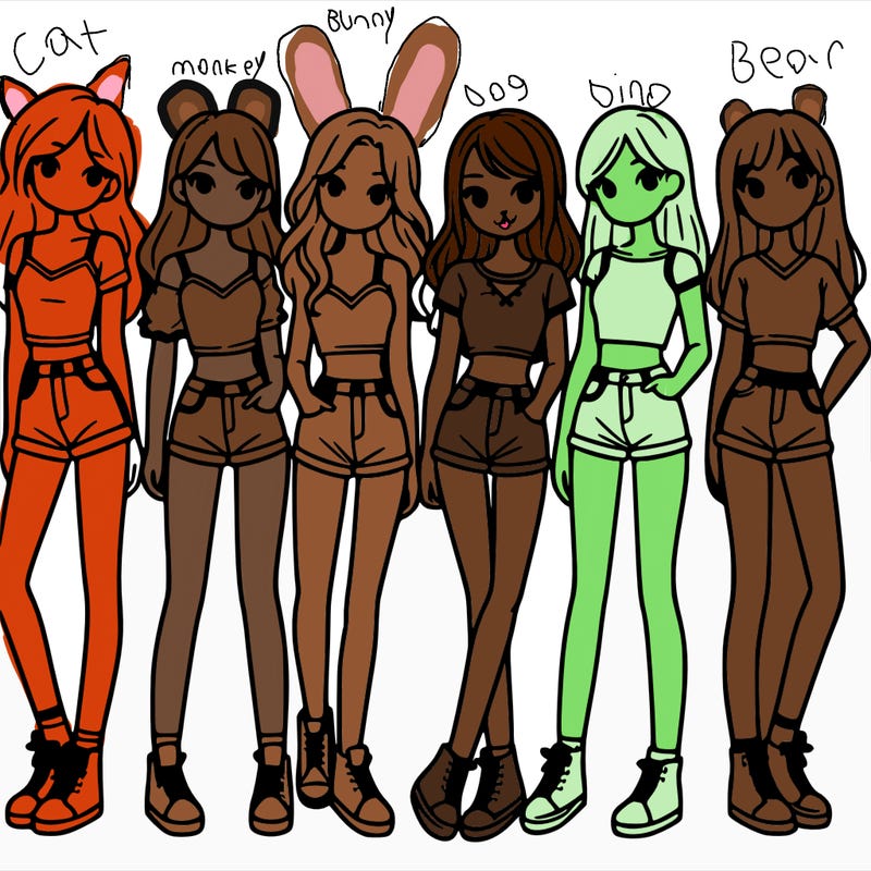 a group of girls wearing crop tops and shorts