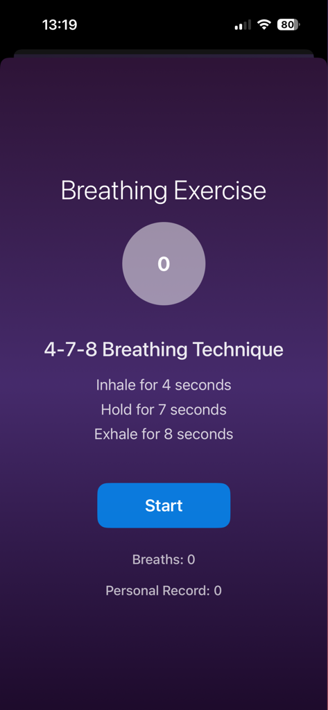 11:11 - Make a Wish - Breathing exercise screen showing the 4 7 8 technique in the 11 11 manifestation app