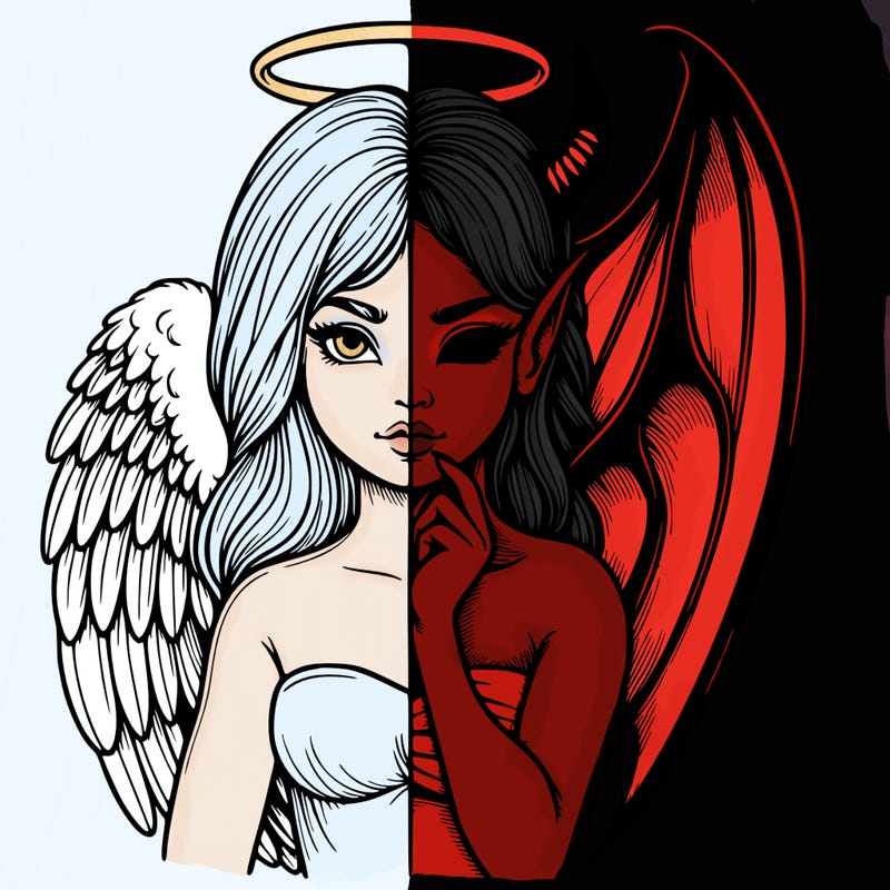 realistic angel half demon